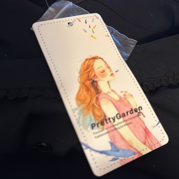 Pretty Garden black cotton buttoned down lantern short sleeves top Sz XXL new - Picture 8 of 9